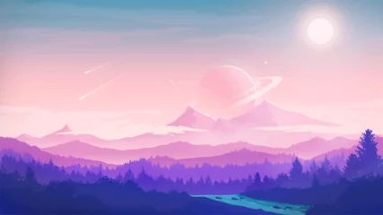 Poster sunset in mountains © Megadez