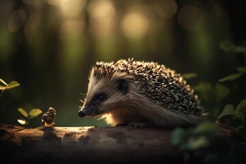 Fototapeta premium Hedgehog in the forest. AI Generated