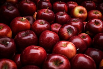 Fototapeta na wymiar Many red apples. AI Generated
