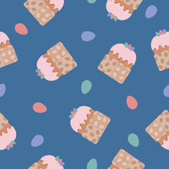 holiday vector easter cake seamless pattern