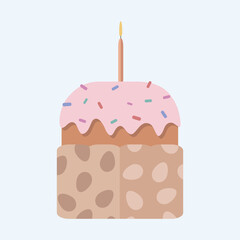 holiday vector easter cake with candle isolated illustration