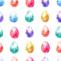 Hand drawn watercolor easter egg seamless pattern