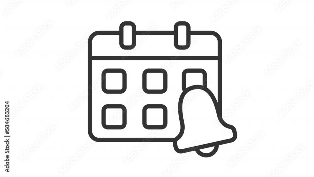 Poster Animated schedule linear icons. Appointment notification. Cancel and approve event. Seamless loop HD video with alpha channel on transparent background. Outline motion graphic animation
