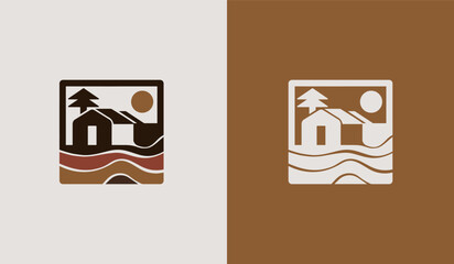 Pine House Logo. Universal creative premium symbol. Vector illustration. Creative Minimal design template. Symbol for Corporate Business Identity