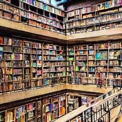 A library stocked with different varieties of books by Generative AI