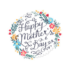 Lovely hand written Mother's Day design with cute flowers, great for cards, banners, wallpapers, gift bags - vector design