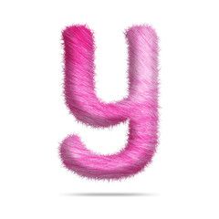 Small alphabet letter y design with pink fur texture