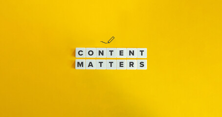 Content Matters Banner. Inbound Marketing and Social Media Concept. Letter Tiles on Yellow...