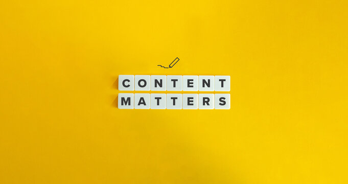 Content Matters Banner. Inbound Marketing and Social Media Concept. Letter Tiles on Yellow Background. Minimal Aesthetics.