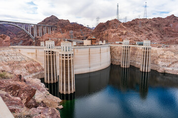 Exposed Hoover Dam Concrete Intake Towers