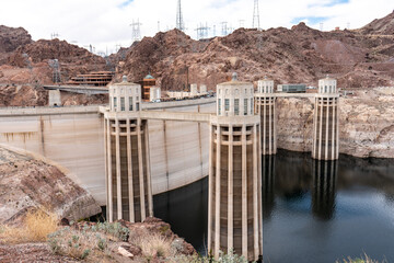 Exposed Hoover Dam Concrete Intake Towers