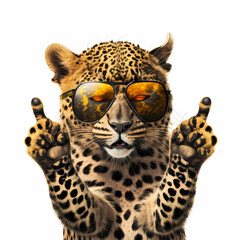 Leopard Using Cool Eye Glasses. Generative AI