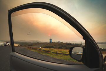 Smoky skies over Woolgoolga in NSW, Australia