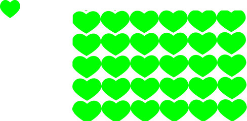 green heart on white background. pattern love