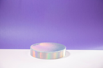 hologram podium on soft pink and purple background for beauty cosmetic health products, isolated
