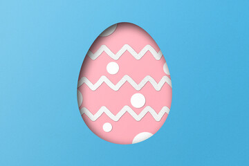 Light blue and pink paper cuts form an Easter egg pattern. overlay paper