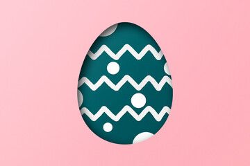 Green and pink paper cuts form an Easter egg pattern. overlay paper