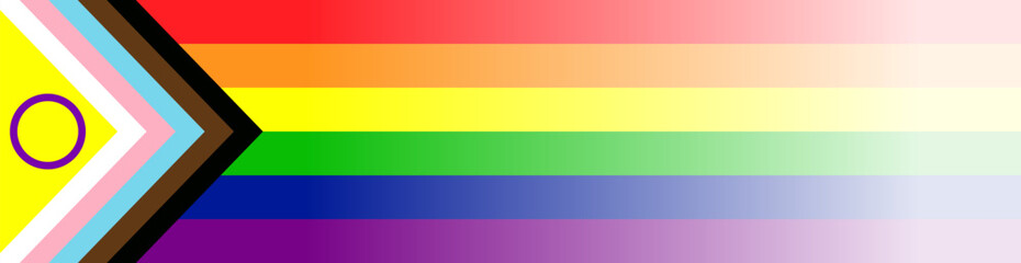 LGBTQ Pride Flag Banner Vector. Wide Banner Flag Background for LGBT, LGBTQ or LGBTQIA+ Pride.