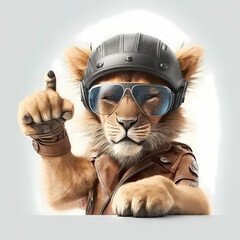 Lion as A Cool Motorcycle Member Club. Generative AI