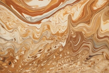 brown tone marbled paint abstract pattern background, made with generative ai