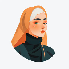 Hijab girl Illustrations: Flat Cartoon Style Depicting Modestly Dressed Classy Women