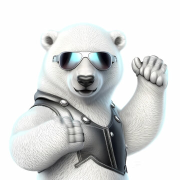 Polar Bear as A Cool Motorcycle Member Club. Generative AI