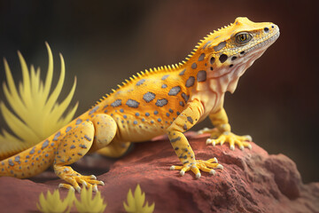 Obraz premium A yellow spotted lizard with generative AI technology