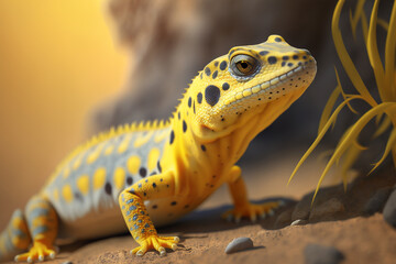 Naklejka premium A yellow spotted lizard with generative AI technology