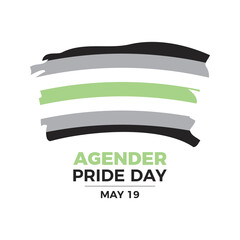 Agender Pride Day vector illustration. Agender grunge pride flag icon vector. Agender paintbrush flag design element isolated on a white background. May 19 every year. Important day