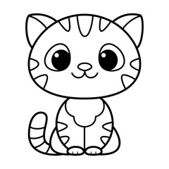 Doodle Cat Coloring Page Cartoon Vector Illustration