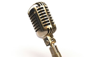 Fototapeta na wymiar Classic Retro Vintage Microphone on White Background - 3D