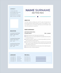 minimalist resume template design for your business with blue and white color