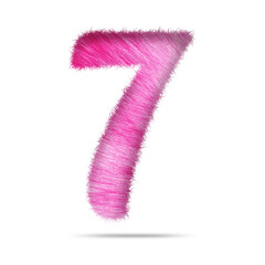 Number 7 design with realistic pink fur texture