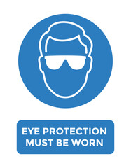 eye protection, safety glasses, danger, warning sign, vector illustration 