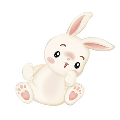 Cute white rabbit isolation,Rabbit Easter.