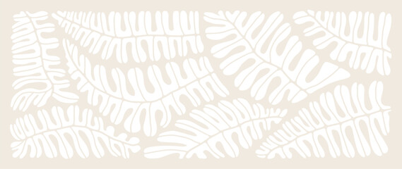 Abstract natural hand drawn pattern design with leaves, branches. Simple contemporary style illustrated Design for fabric, print, cover, banner, wallpaper.