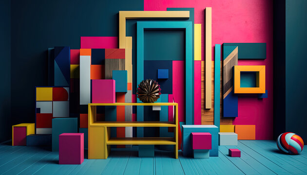 Pop of Geometry: A contemporary interior design with bold accents