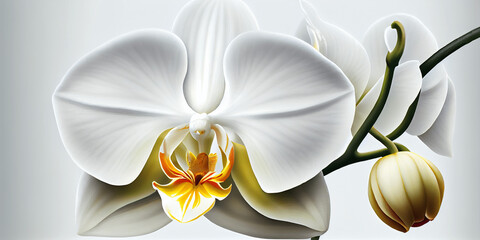Abstract digital illustration of beautiful orchid flower white 