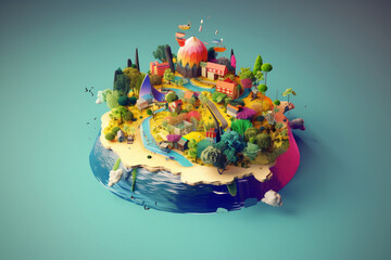 Naklejka premium Utopia Island Creative Top View