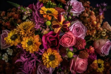 Obraz na płótnie Canvas bunch of flowers, generative AI
