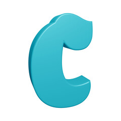 Blue alphabet letter c in 3d rendering for education concept