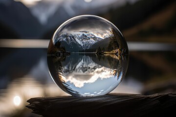 glass sphere landscape in it, generative AI