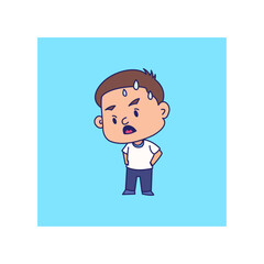 cartoon boy with tense expression vector illustration 