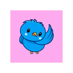 cute cartoon blue bird vector illustration