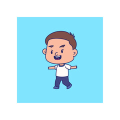 cartoon boy walking cartoon character.