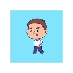 cartoon boy walking cartoon character.