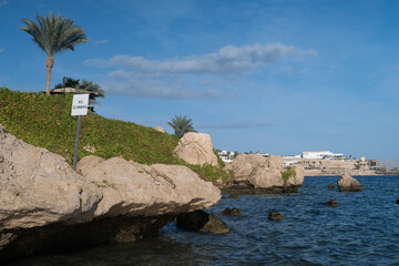 Red Sea in the Gulf of Aqaba, surrounded by the mountains of the Sinai Peninsula, Dahab, Egypt