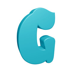 Blue alphabet letter g in 3d rendering for education concept