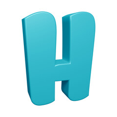 Blue alphabet letter h in 3d rendering for education concept