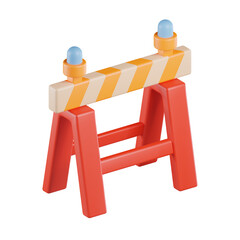 Construction Road Barrier 3D Icon